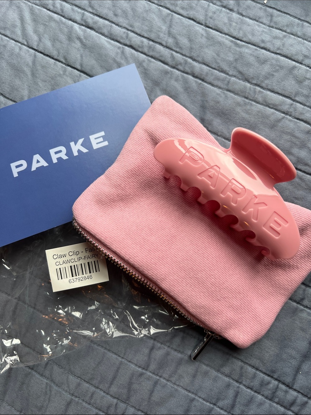 PARKE Pink Fairy Hair Claw Clip and Zipper Pouch New In Bag NWT